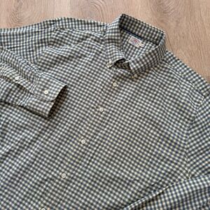 Faherty Gingham Button Down Shirt Mens XL Blue Yellow Plaid Long Sleeve Stretch